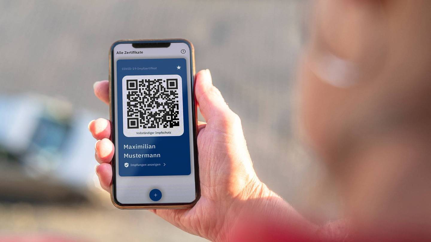 QR code for a Digital COVID Certificate on a mobile device
