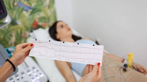 The results of a patient’s ECG are being assessed