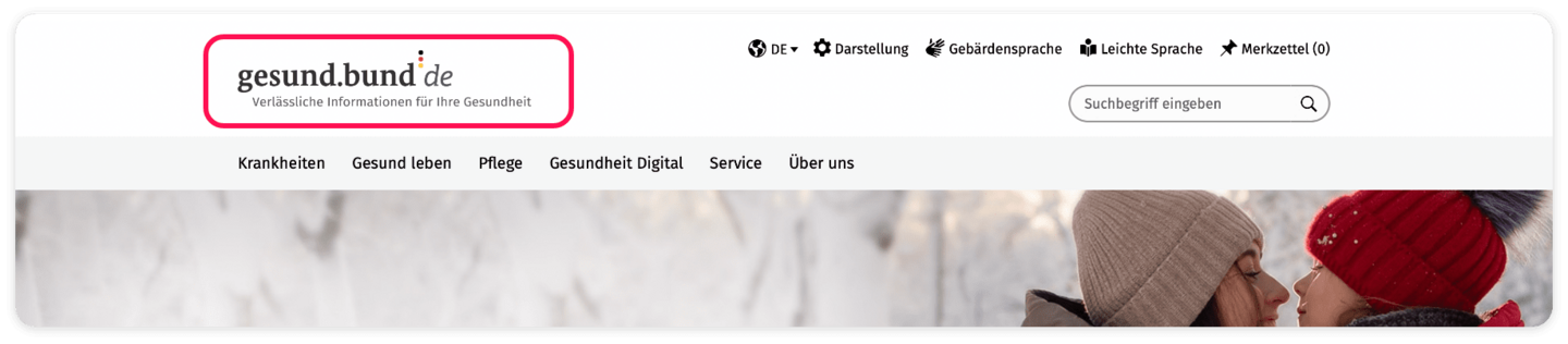 Screenshot des Logos gesund.bund.de.